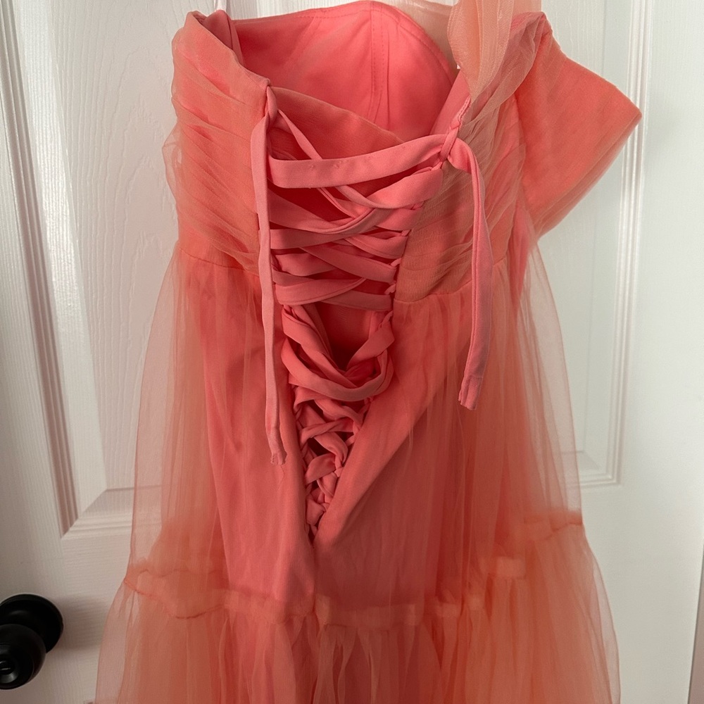 One shoulder a-like gown in Coral - Picture 5 of 6